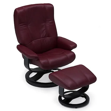 Borden Euro Recliner with Adjustable Headrest & Ottoman with Matching Base